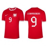 Koszulka piłkarska Polska Robert Lewandowski #9 Strój wyjazdowy MŚ 2022 tanio Krótki Rękaw